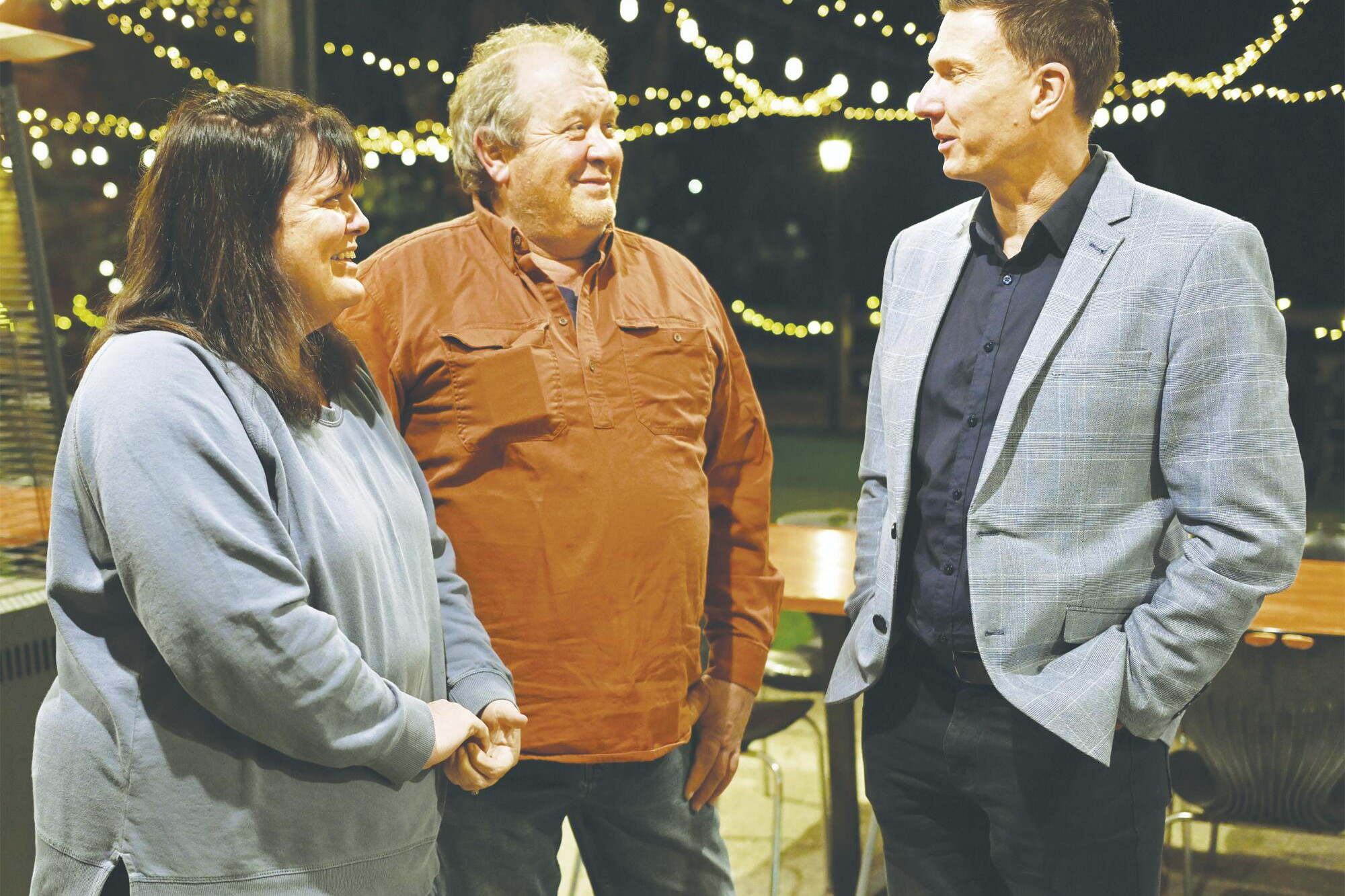 Salisbury West’s Sonya and Neil James with David Younger at Friday’s dinner.
