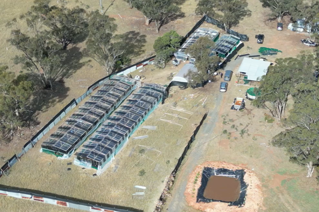Police drone footage of the property at Kamarooka