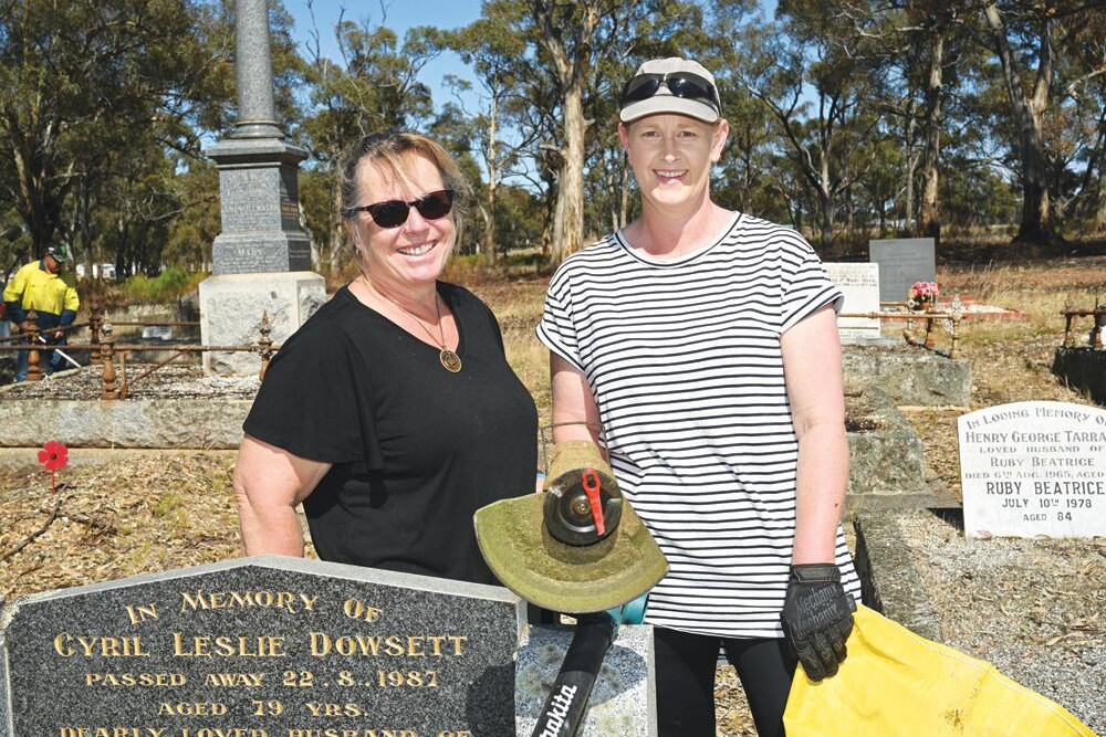 Kim Doherty and Nat Rodwell joined other volunteers at Sunday’s cemetery working bee