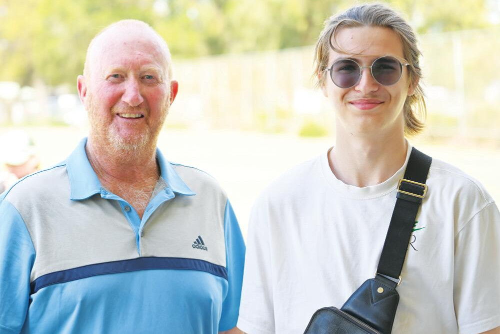 Boort Tennis Club president Greg Bear with Ukrainian student Ihor Mykolaichu. LH PHOTO