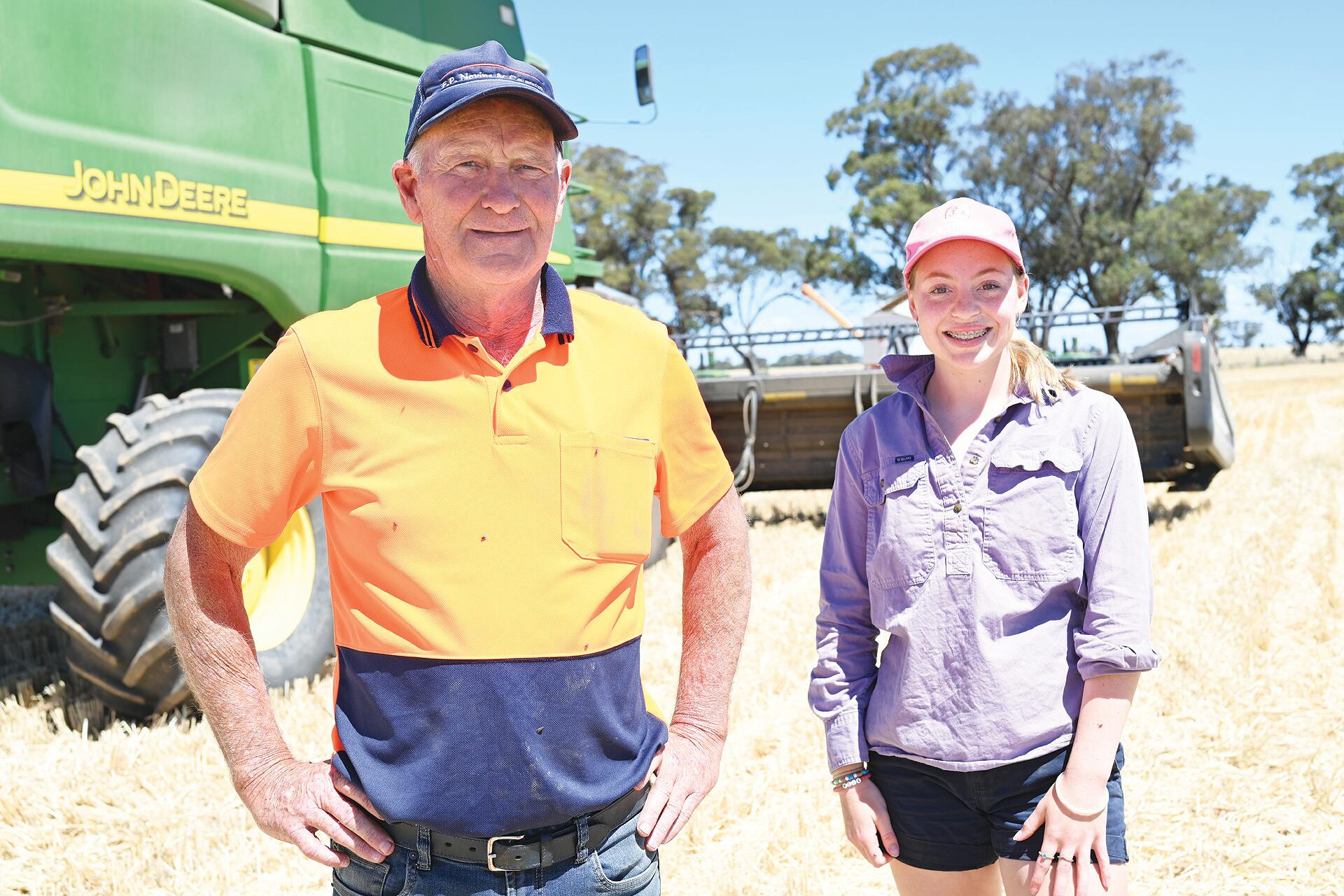 John Wright and grand-daughter Briney during harvest last week. LH PHOTO