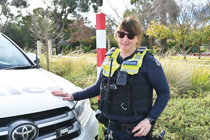 Leading Senior Constable Joy Jenkins at the Wedderburn school crossing