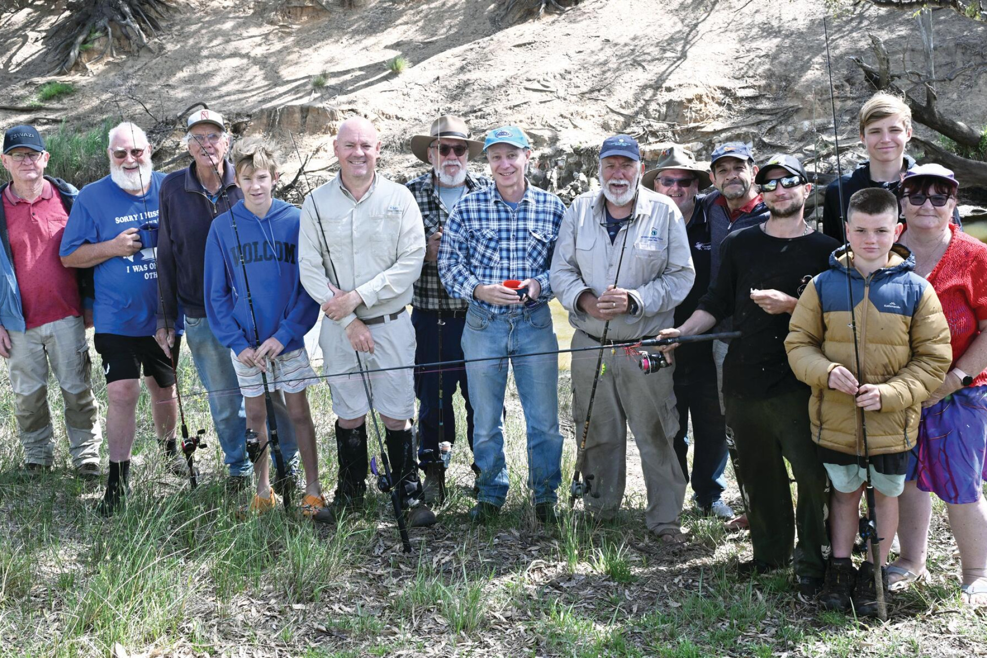 Anglers on the Loddon River at Salisbury West over the weekend ... concerned by reports of illegal net fishing. LH PHOTO