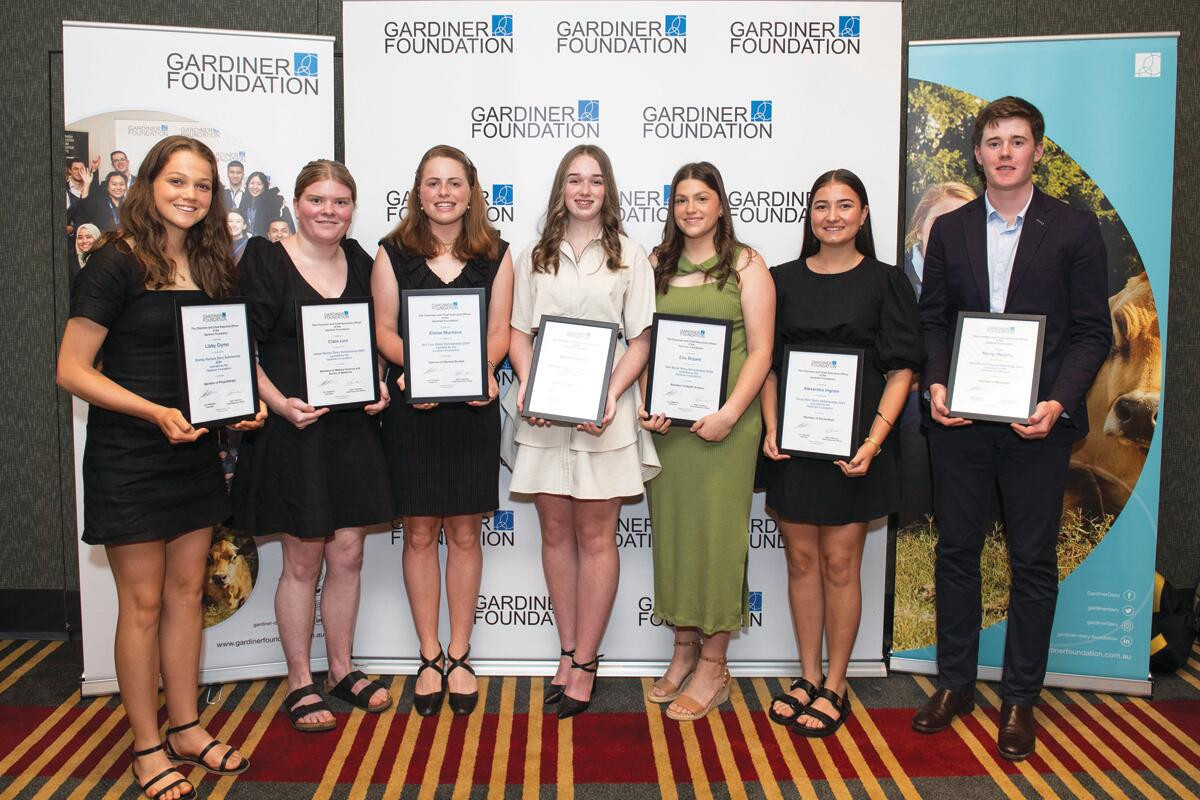 Scholarship recipients Libby Clymo, Clara Linn, Eloise Murnane, Alysha Toohill, Ella Bryant, Alexandra Ingram and Harry Murphy.