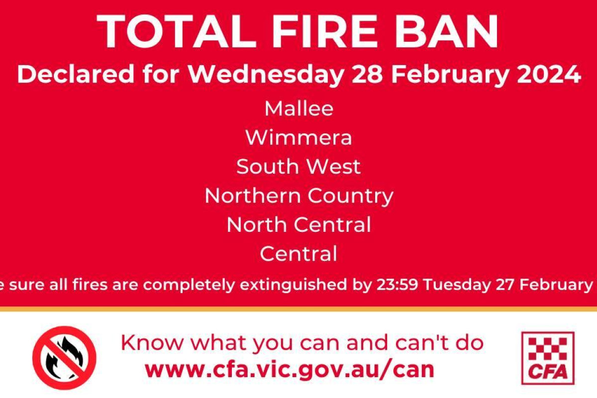 Be prepared: Total Fire Ban today Wednesday 28 February - feature photo