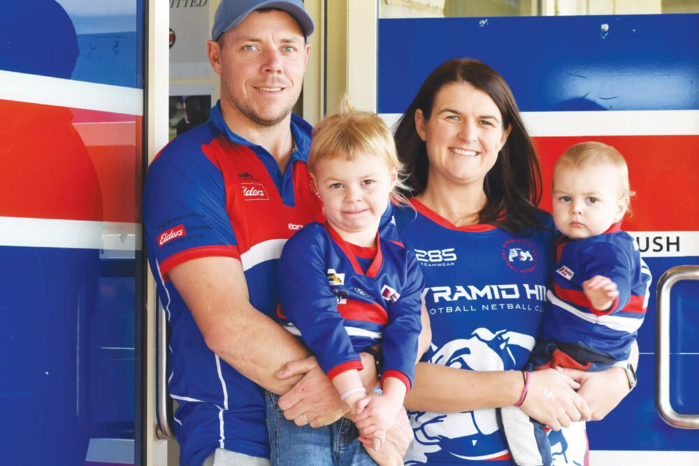 The Driscoll family: Brad, Ella, top award winner Lauren and Liam pictured in their Pyramid Hill colours.