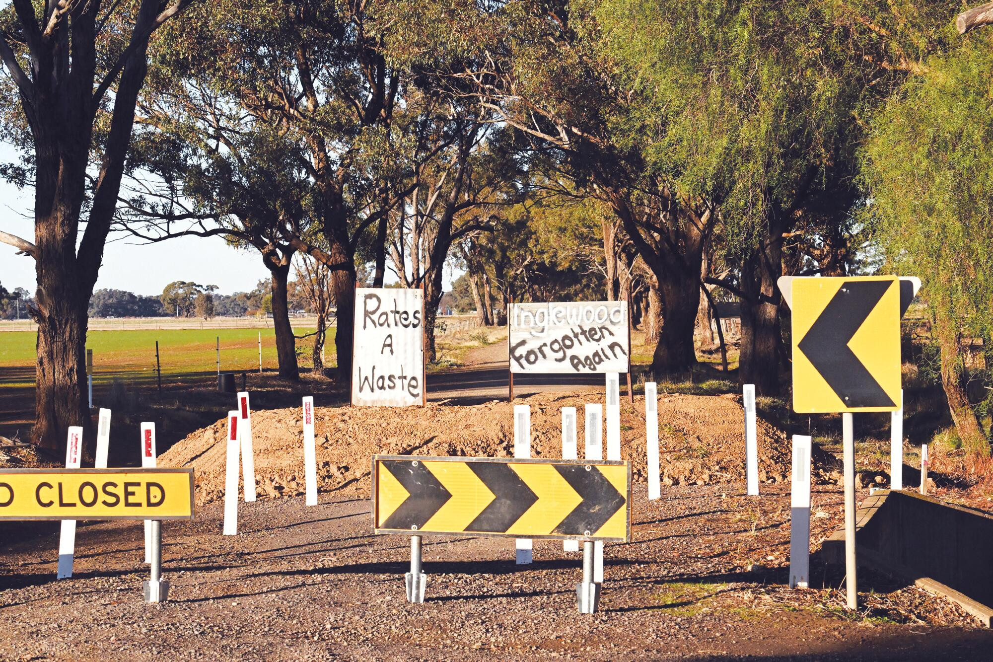 Protest signs at Chamberlain Road