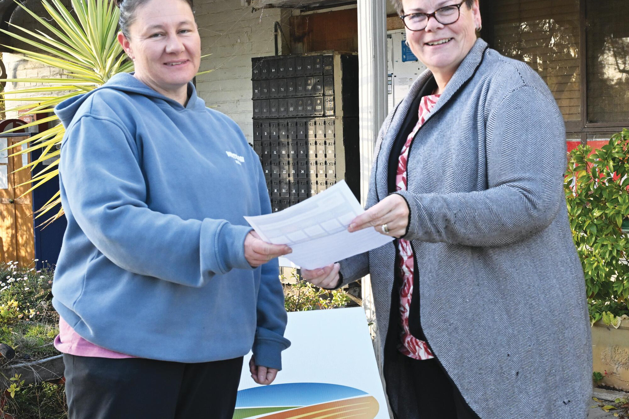 Kylie Addlem discusses the draft strategy with council’s Wendy Gladman in Serpentine. LH PHOTO