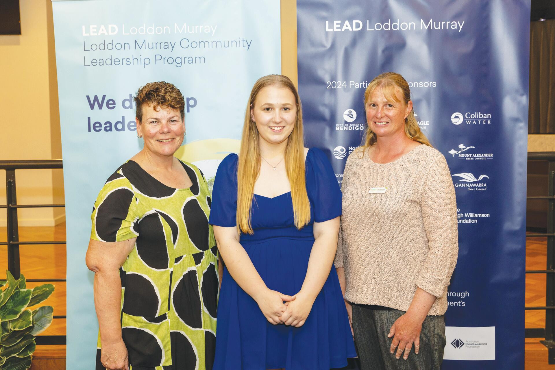 Loddon Shire community wellbeing director Wendy Gladman, Izzy Rollinson and Cr Wendy Murphy