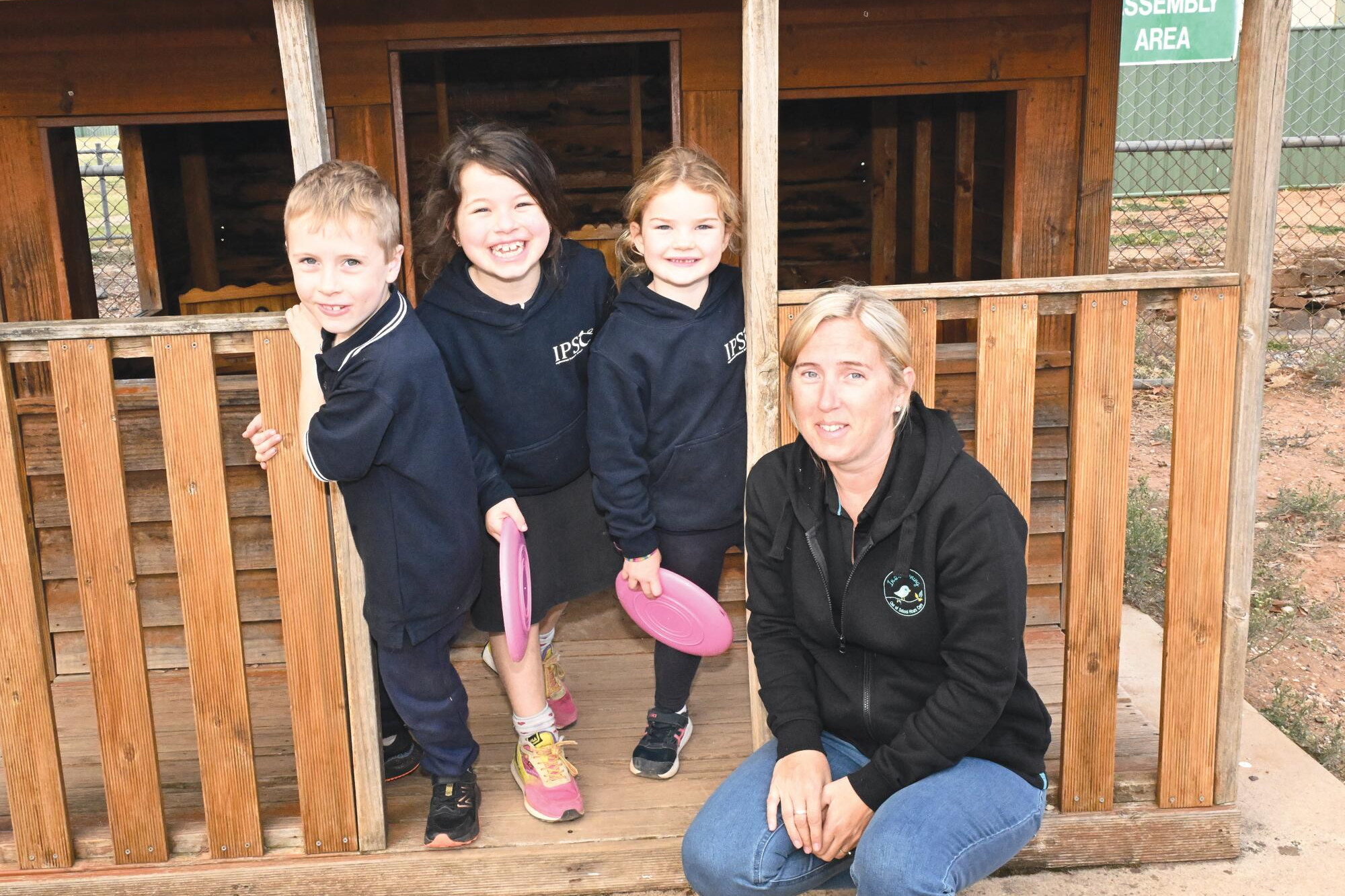Thomas Rochester, Tilly Norman and Sylvie Lawson with Sonia Galloway at the care program. LH PHOTO