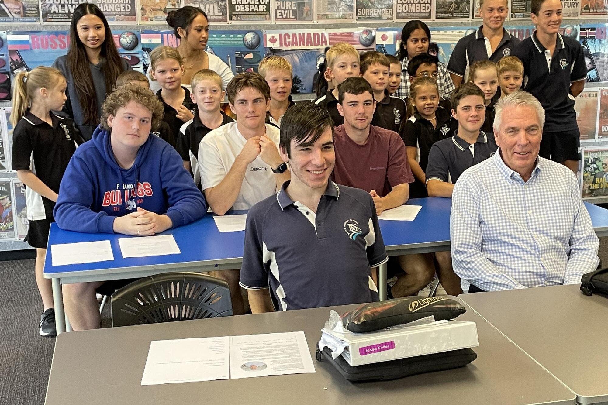 Peter Walsh with Boort students last week