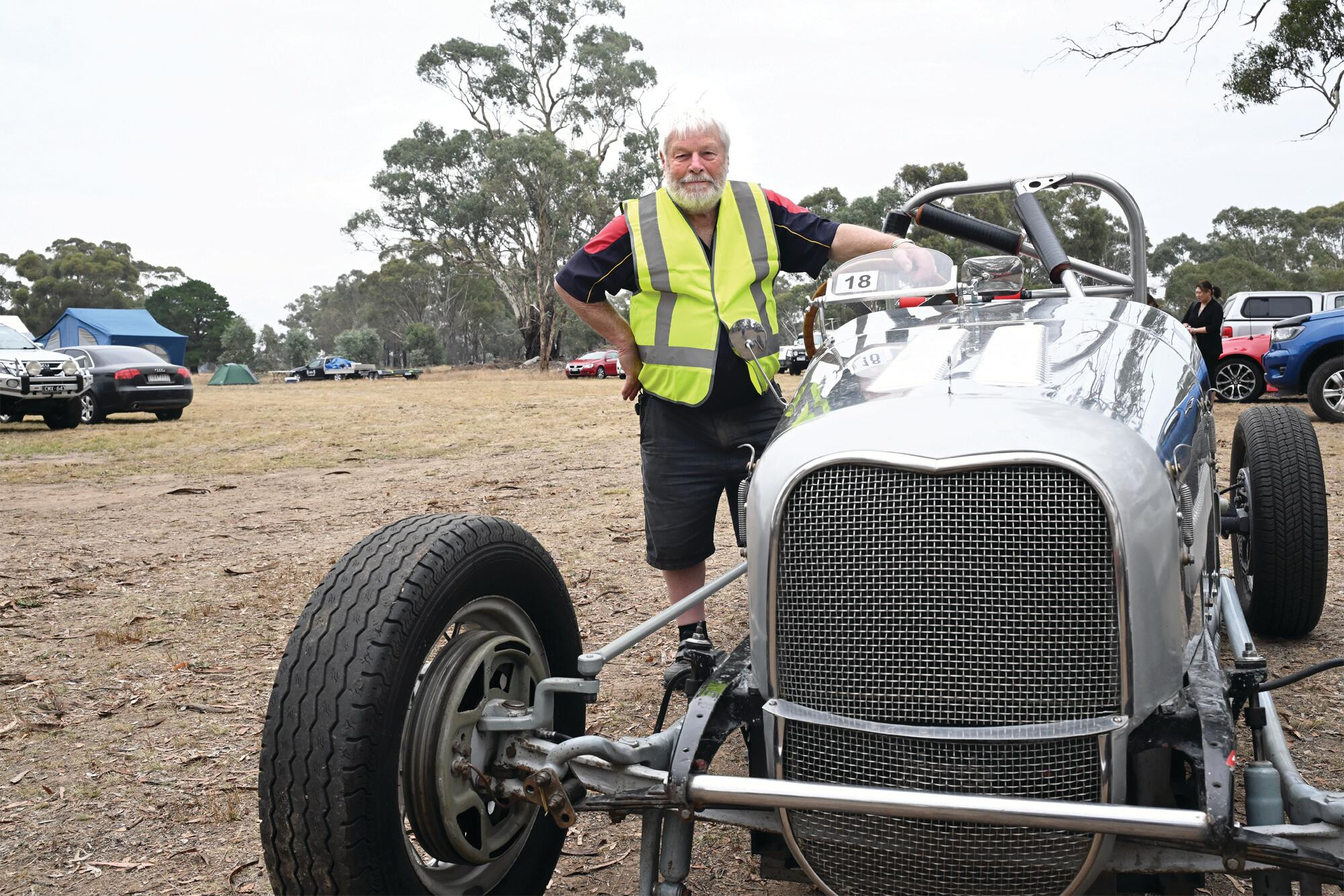 Roger Boehme ... a legend of the vintage car sprint event at Eddington. LH PHOTO