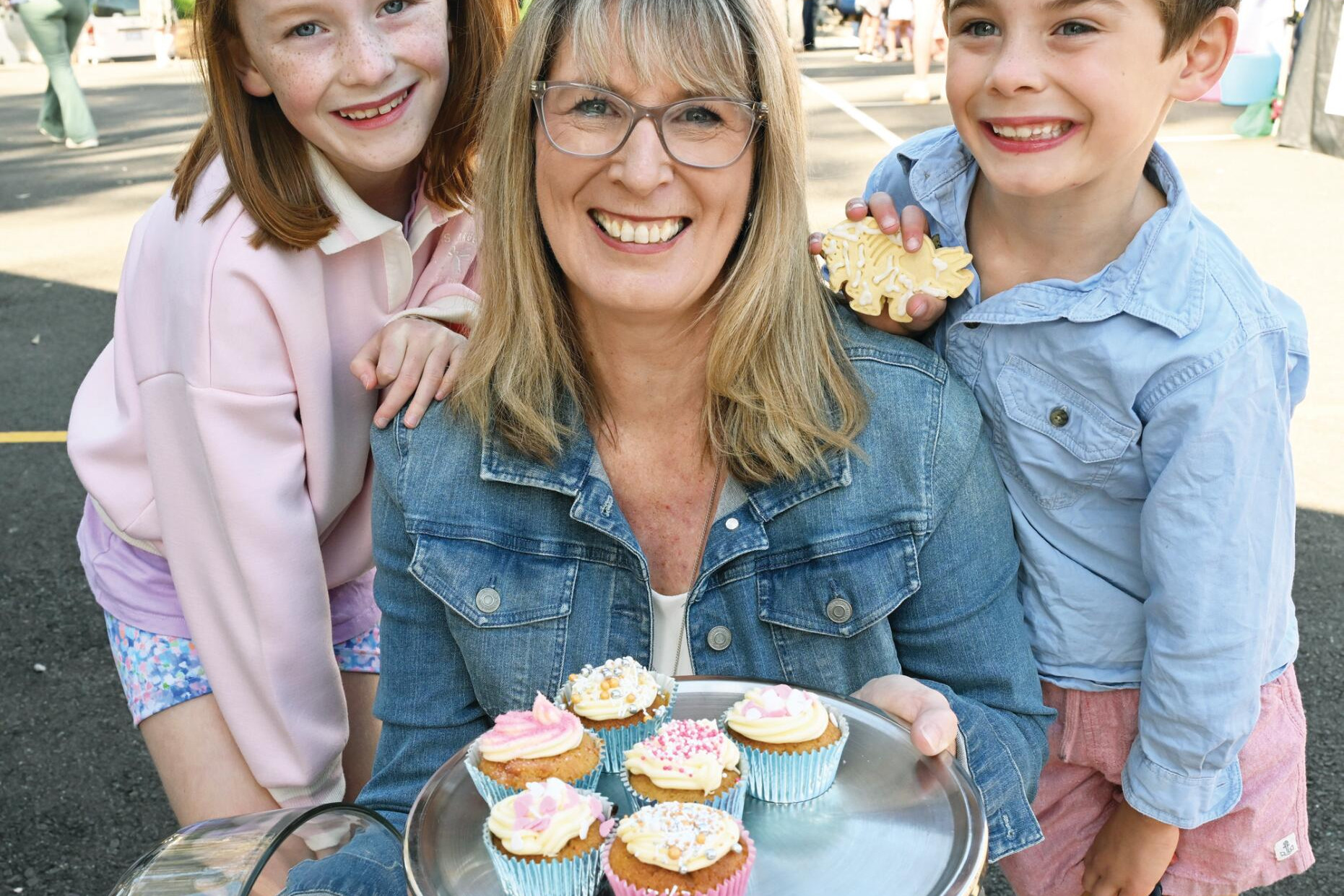 Lianne Brett with her grandchildren Lucy and Sam Turnbull