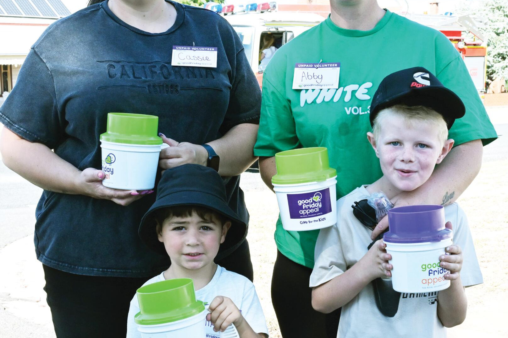 Cassie van de Ven, Malik Assi, Abby Robson and Lane Rolbson collect in Inglewood. LH PHOTOS