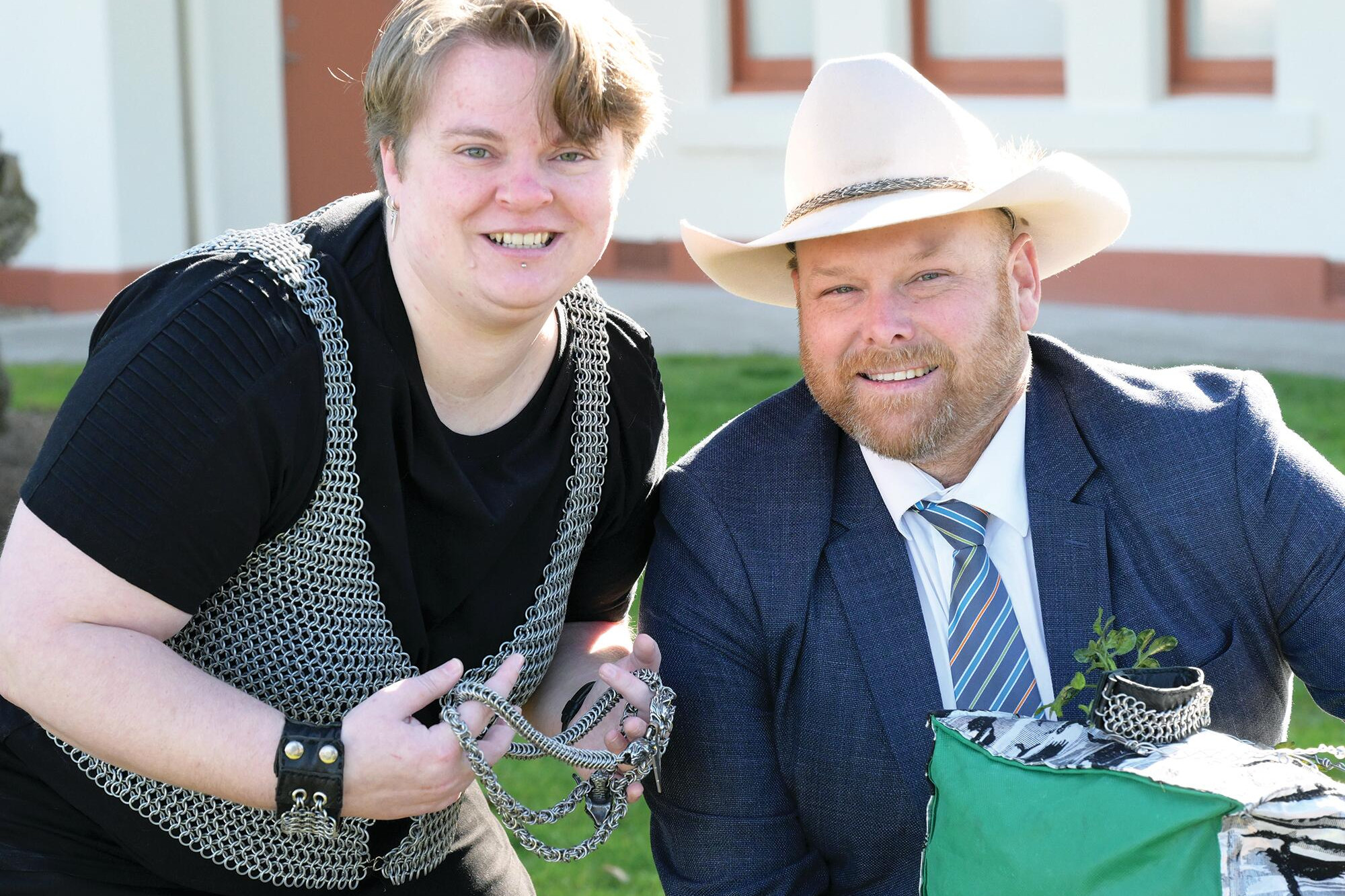Emma Gartside and Mayor Dan Straub launch the trail’s 2025 program. LH PHOTO
