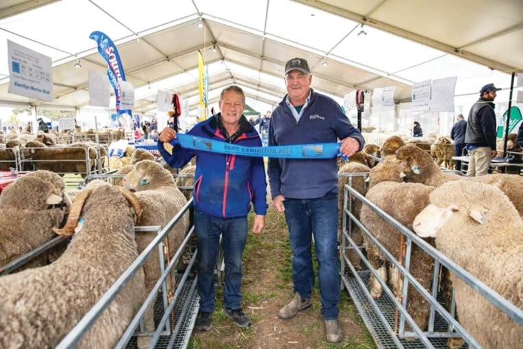 Most successful stud exhibitor at the 2024 Victorian State Merino Field Day in Marnoo was Norm Weir of Kerrilyn Stud