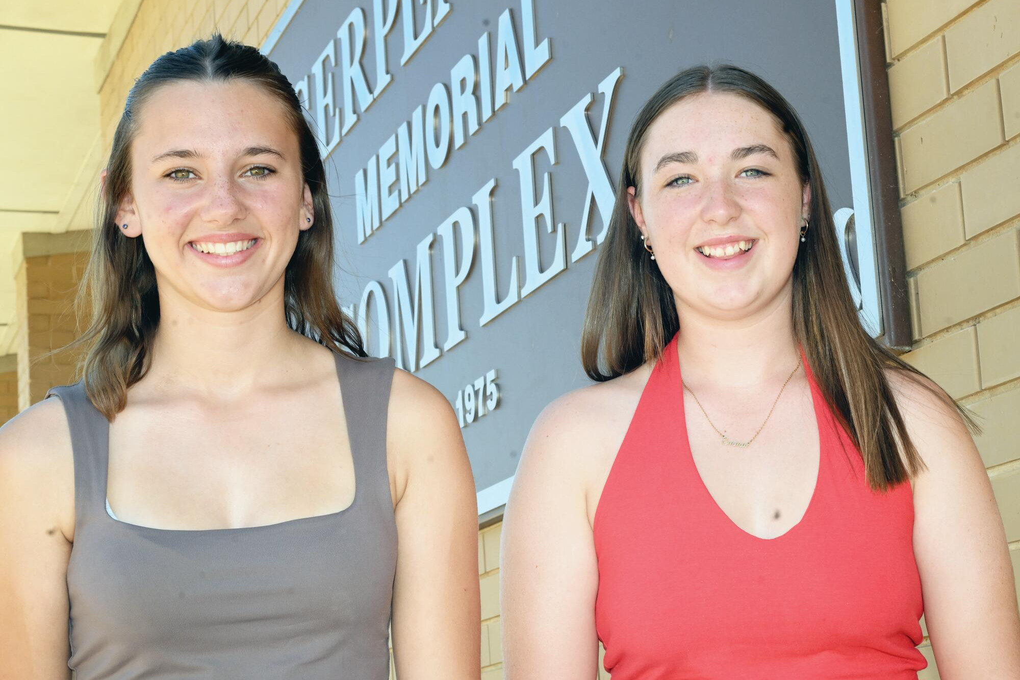 Organising their own debutante ball ... Lyss Mulder and Emma Hay outside Serpentine Memorial Hall. LH PHOTO