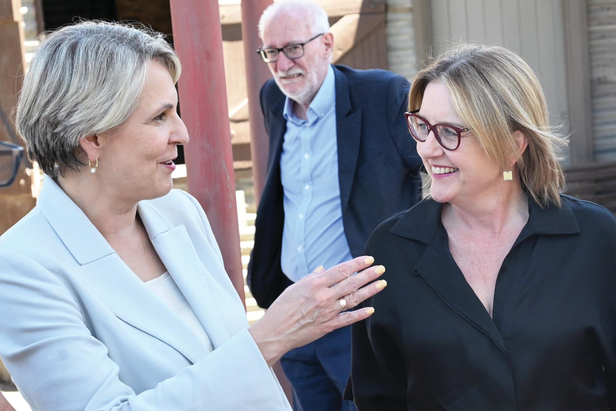Tanya Pliberseck, Trevor Budge and Jacinta Allan at Friday’s World Heritage announcement. LH PHOTO