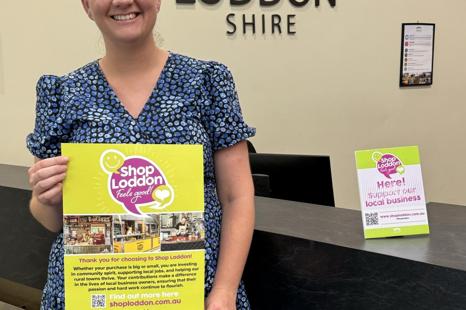 Loddon’s economic development support officer Faith Cooper promotes local shopping