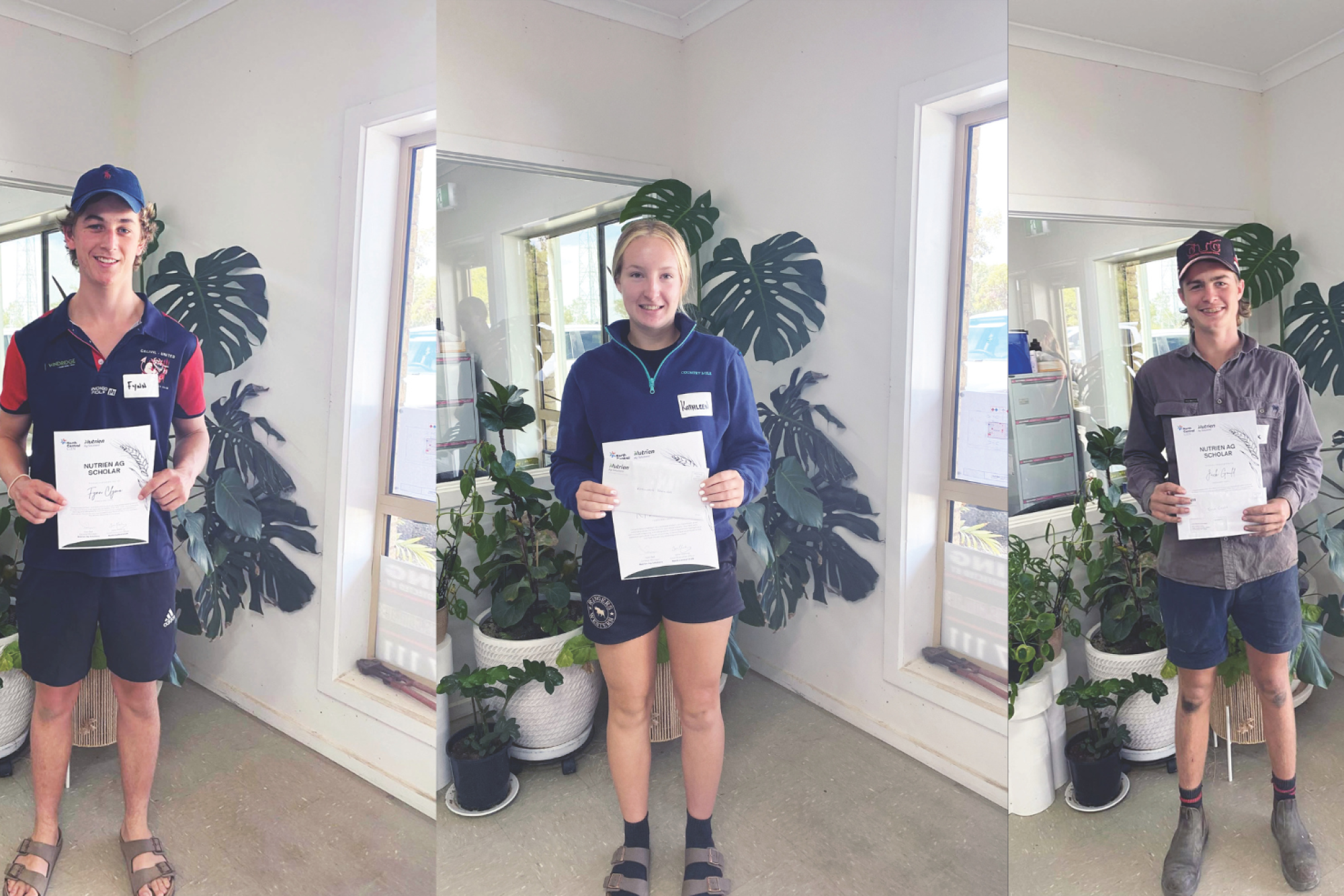 Scholarship recipients Fynn Clymo, Kathleen Hosking and Jack Gould