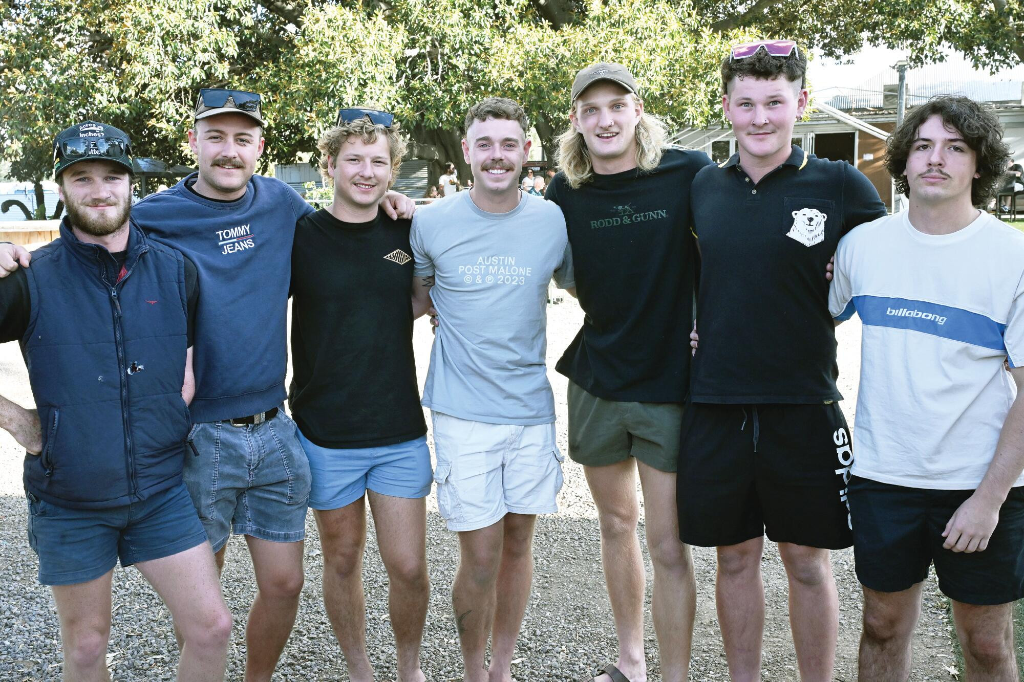 Josh Patterson, Ollie Toose, Jett Hird, Brady Whykes, Ryan Brown and Liam Baker joins Elias (centre) at Friday’s launch. LH PHOTO