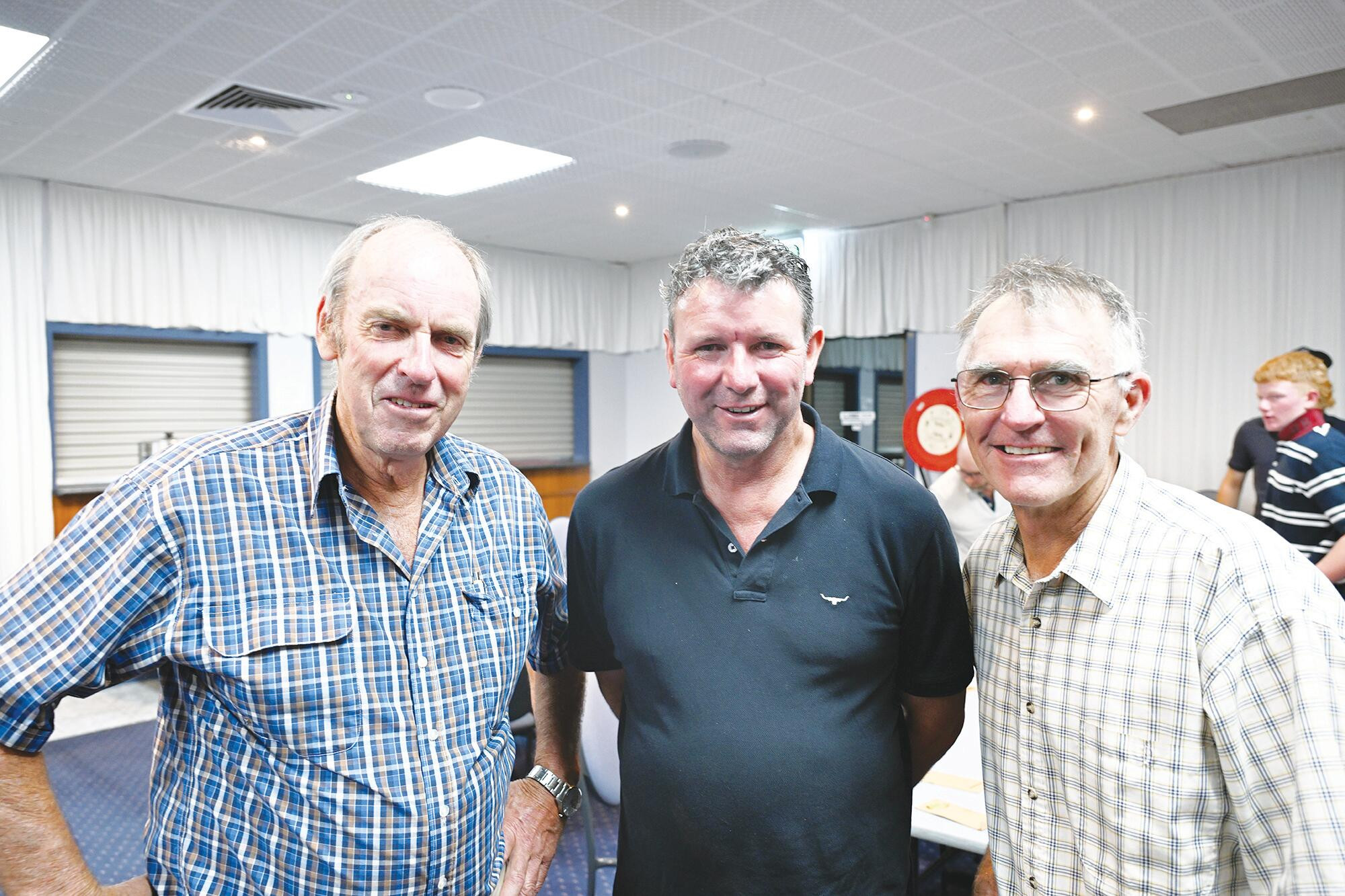 Presidents three ... Colin Coates (St Arnaud branch), Brett Hosking and Graham Nesbit (Wedderburn branch) at last week’s region forum in St Arnaud. LH PHOTO
