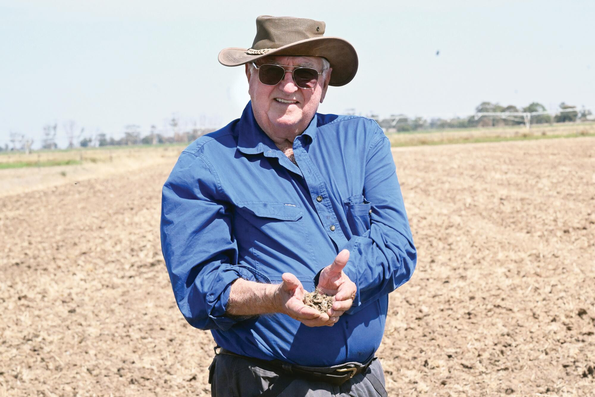 Paddocks prepared for autumn crops but now waiting on water ... Keith Lawry. LH PHOTO
