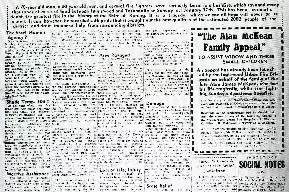 January 17 - 60th anniversary of our region's deadly fire - feature photo