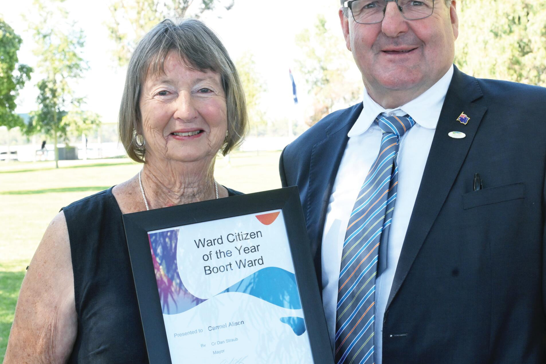 Boort Ward’s citizen of the year Carmel Allison with Cr David Weaver at Sunday’s celebrations