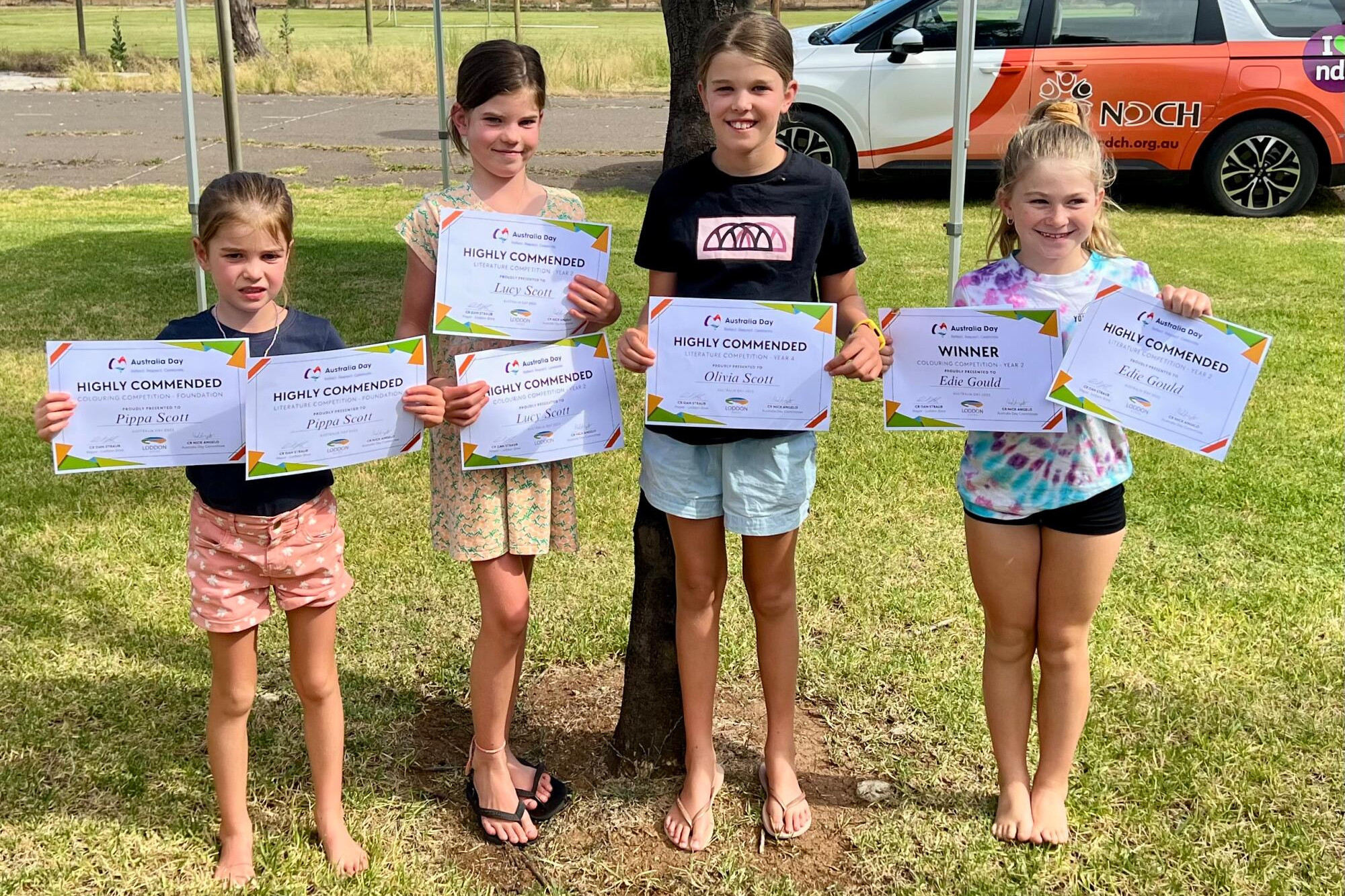Among Pyramid Hill students to receive awards in the Loddon Shire’s Australia Day art competitions were Pippa, Lucy and Olivia Scott and Edie Gould