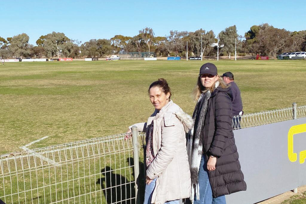 Fiona and Nikki at the footy
