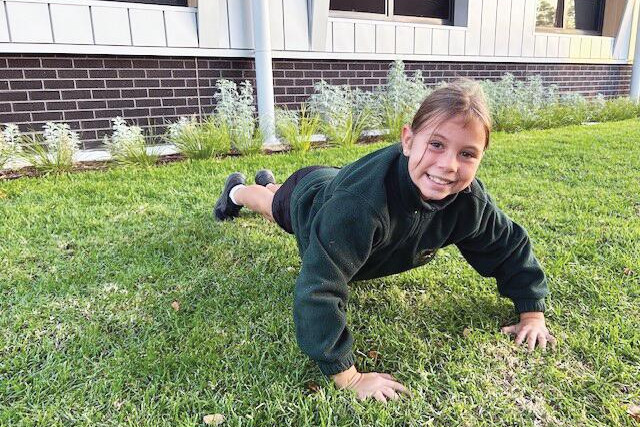 Piper Ellis gets into the push-up spirit