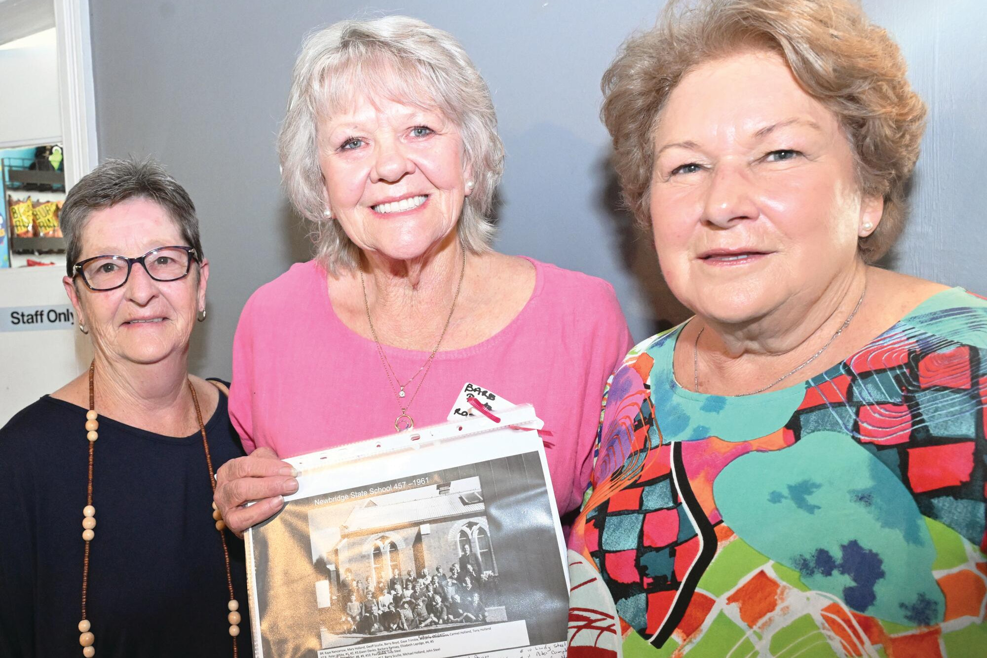 Gwen Ramm, Barb Ramsay, and Elizabeth Lapidge Rayner at the Newbridge reunion. LH PHOTOS