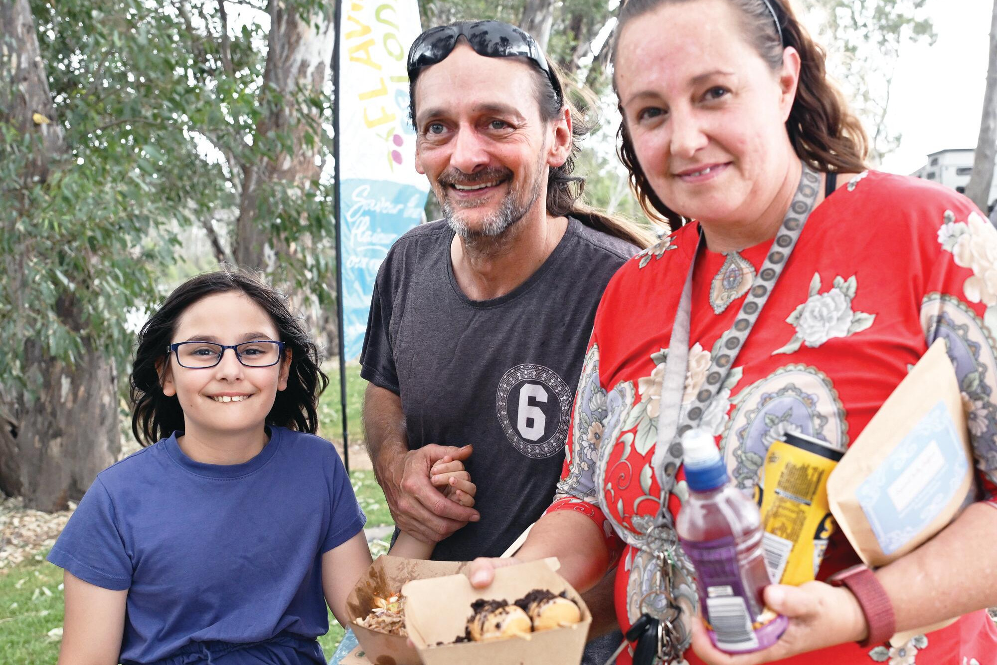 Taylah and Andrew Chard and Lou Green enjoy Sunday’s Flavours of Loddon in Bridgewater. LH PHOTOS