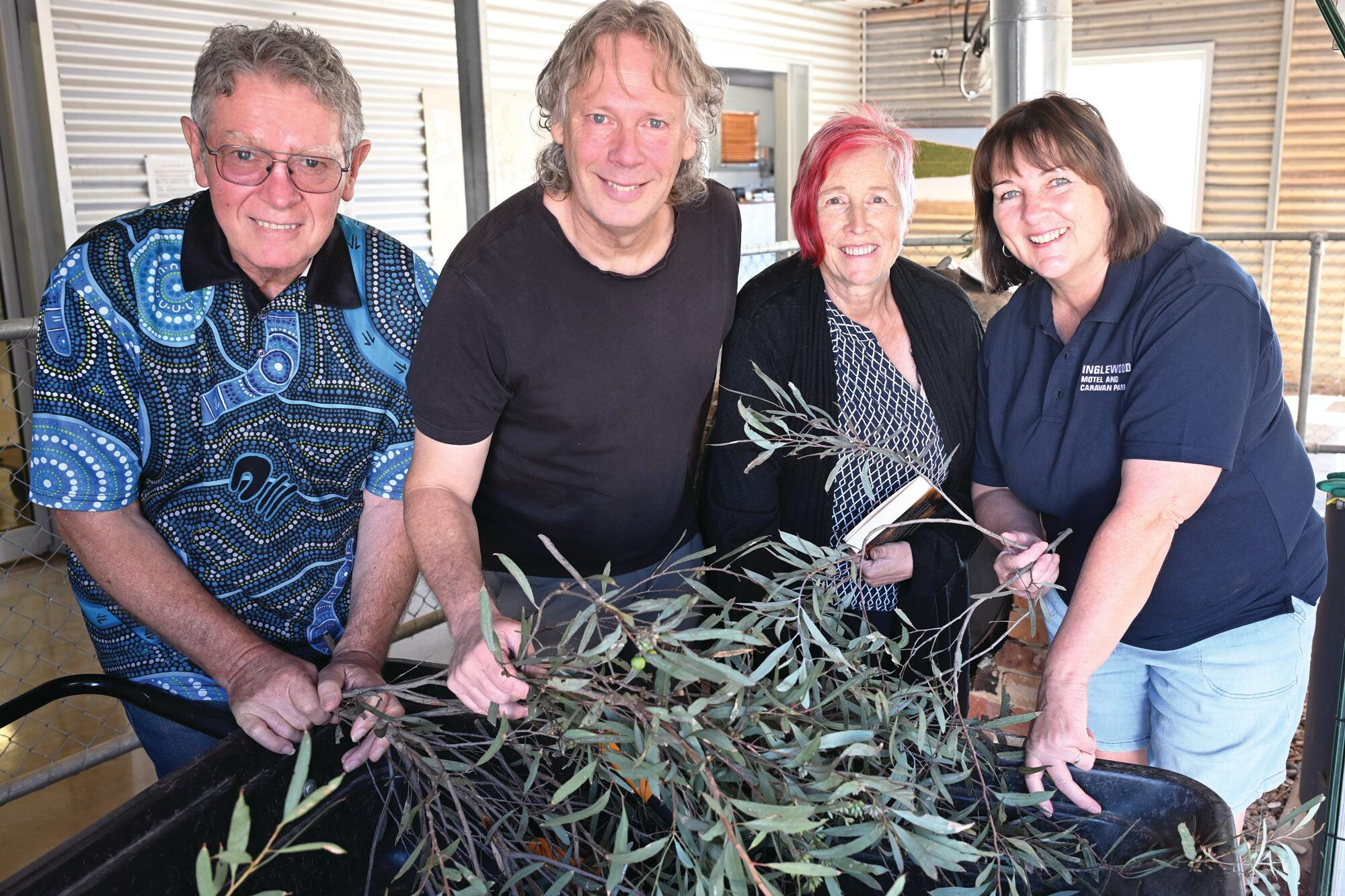Andrew Skeoch (second left) gets the good oil on eucalypts from Corrie Holty, Robyn Holtham and Pauline Wellman. LH PHOTO