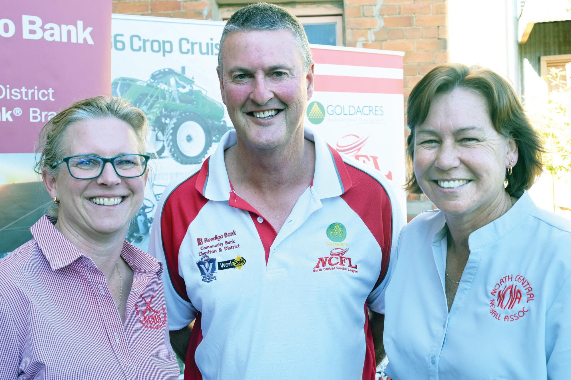 President’s three - Janelle Barbary (hockey, Mick McClelland (football) and Kim Fitzpatrick (netball) at Sunday’s season launch in Charlton. LH PHOTO