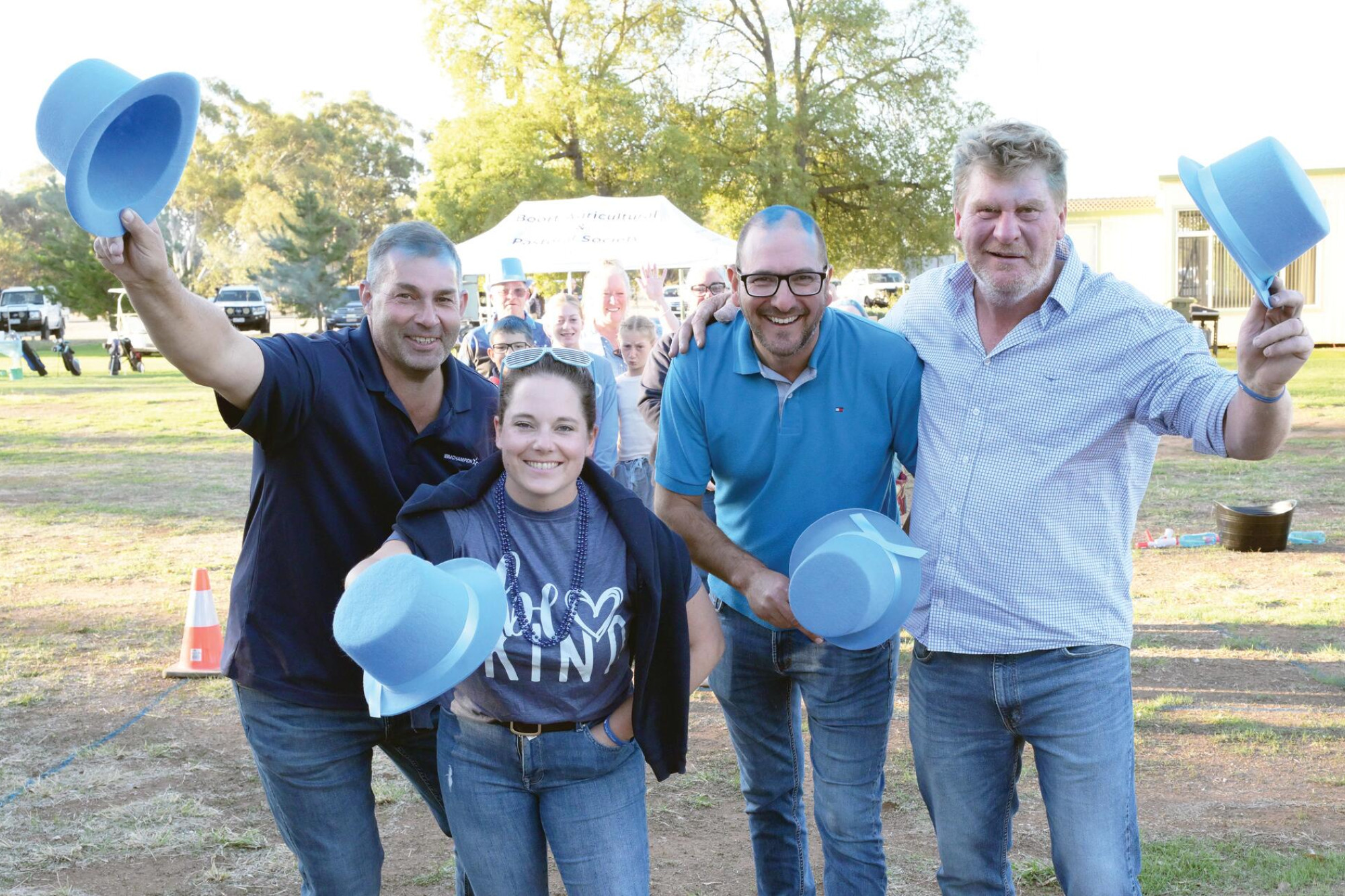 Grant and Julie Tooth join Hamish and Damien Lanyon in hamming up the fun. LH PHOTO