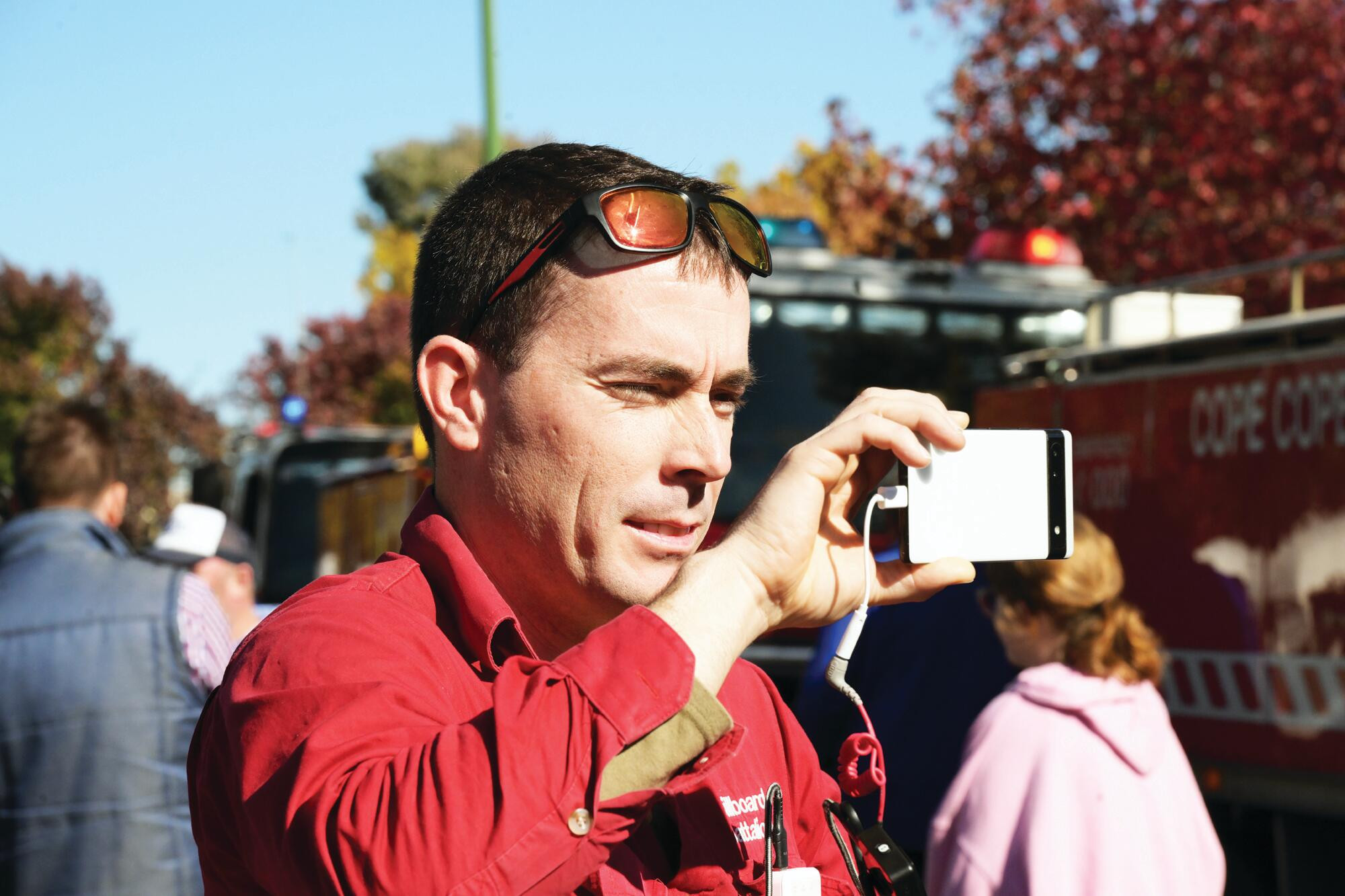 Mitiamo’s Nick Marlow was part of the rally outside the Premier’s office. LH PHOTO