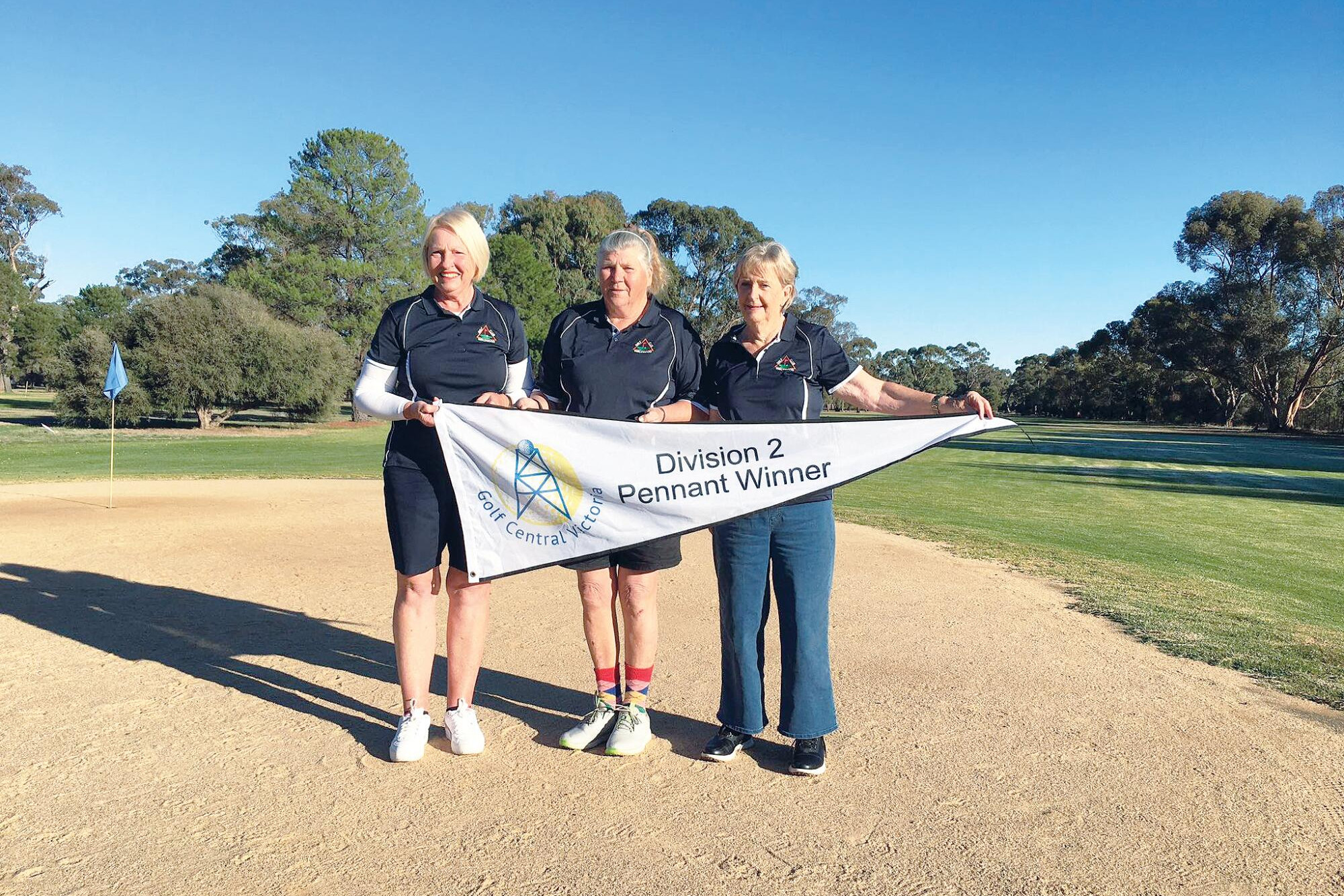 Inglewood Golf Club’s team of Helen Ward, Dianne Wayman and Carol Canfield on Monday defeated Raywood to win Bendigo District’s division two scrapes pennant.
