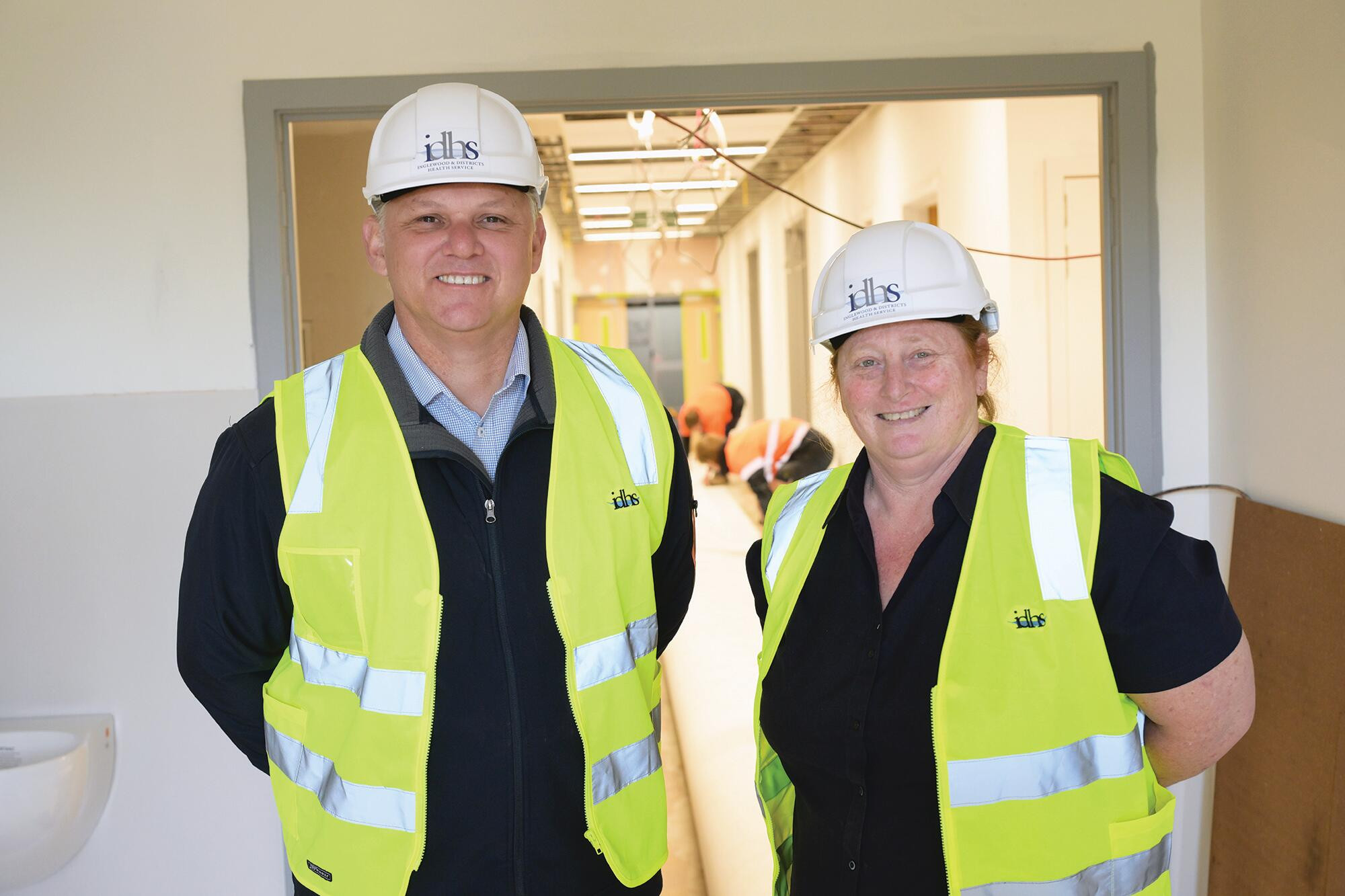 Dallas Coghill and nurse unit manager Deb Youngson inspect progress of the upgrade works. LH PHOTO