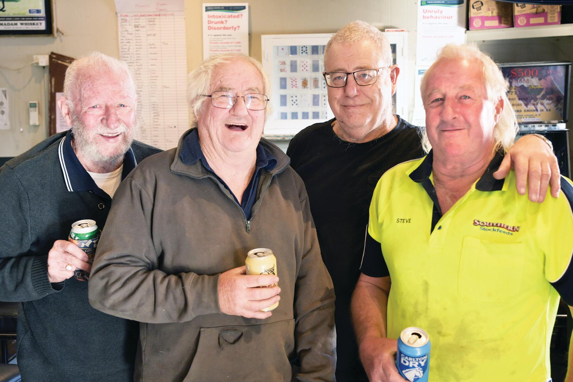Steve Barry, Ian Collie, publican Steve Weavel and Lyndon Metcalf at the Empire State Hotel. LH PHOTO