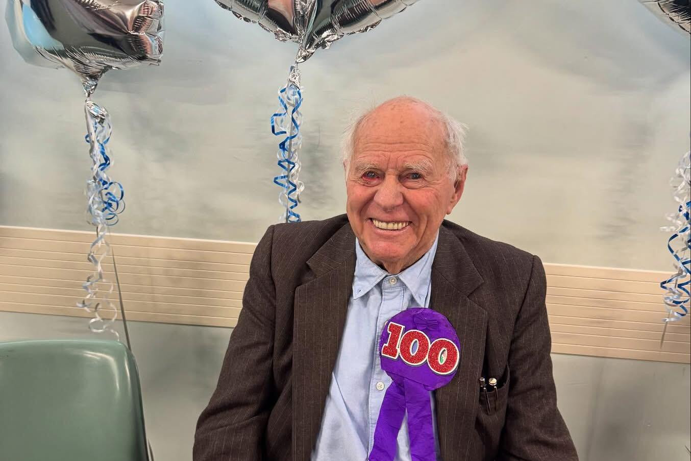 Celebrating a century ... Alan Streader at his 100th birthday party