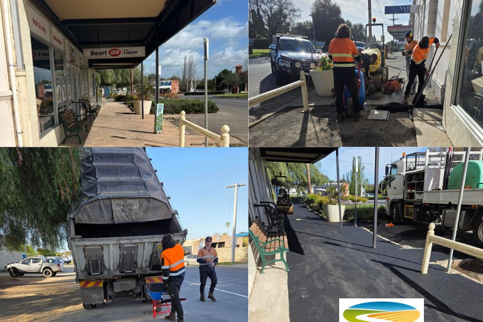 Council photogrtaphs of the footpath work in Boort