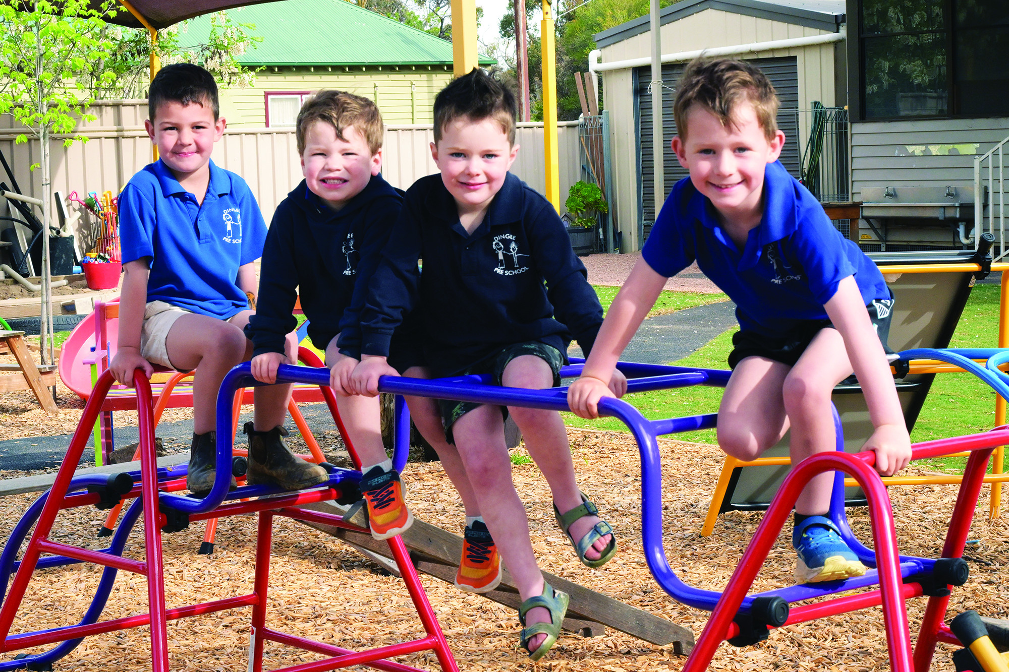 Alfie Coutts, Lachlan Aitken, Will Hocking and Toby Gladman enjoy time in the playground