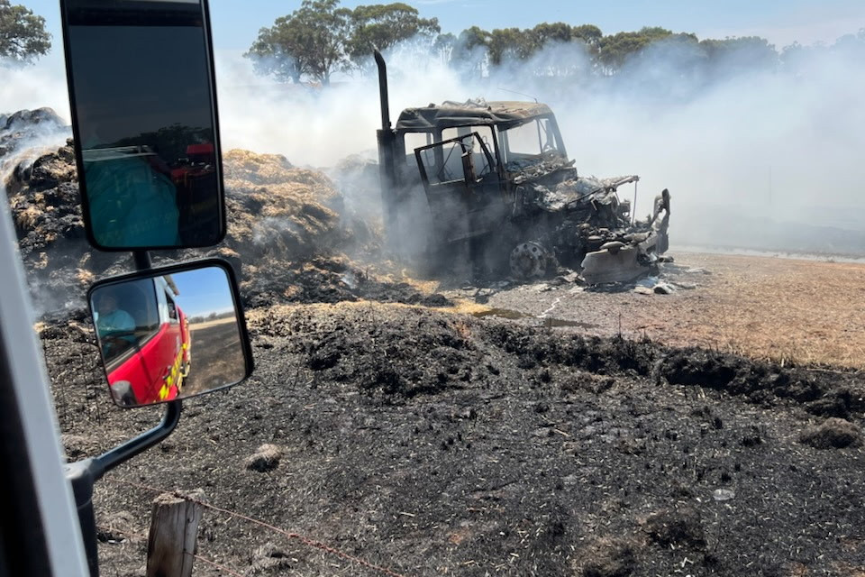 11 units tackle hay truck fire - feature photo