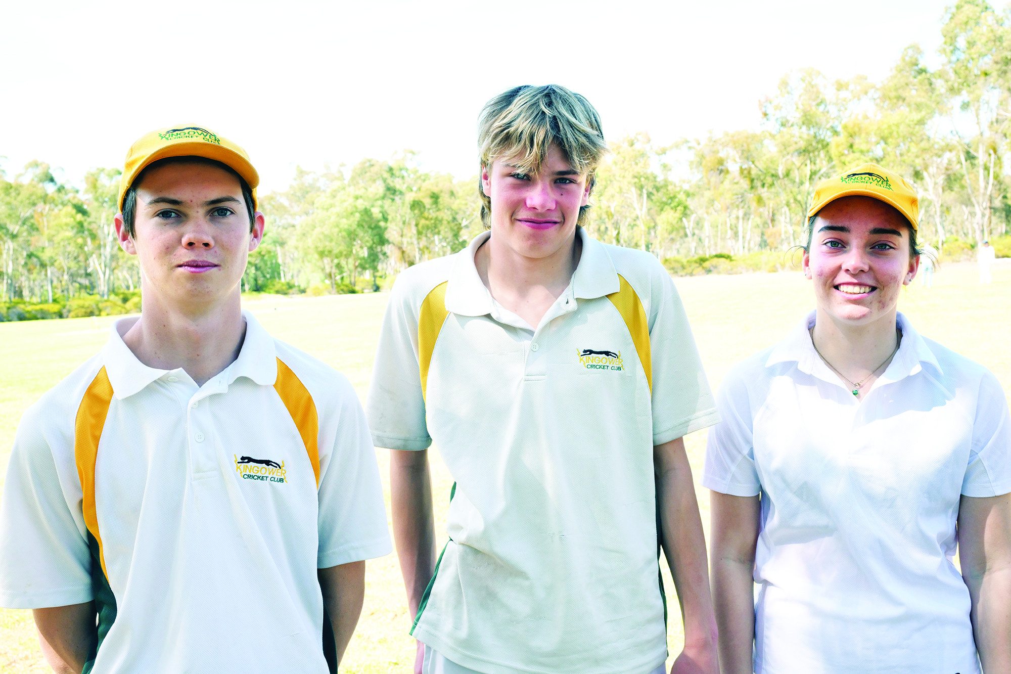 Kingower junior captain Morgan Lonza (left) with club debutante Mitch Pickering ahd Charmaine Soulsby who is back on the field this season after returning from an overseas exchange year that saw her miss the 2023-2024 season. LH PHOTO